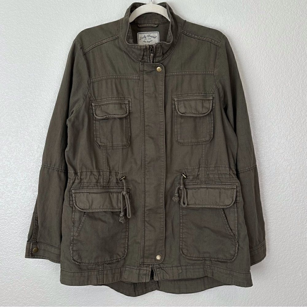 Lucky Brand Linen Blend Core Military Jacket, Sz Large